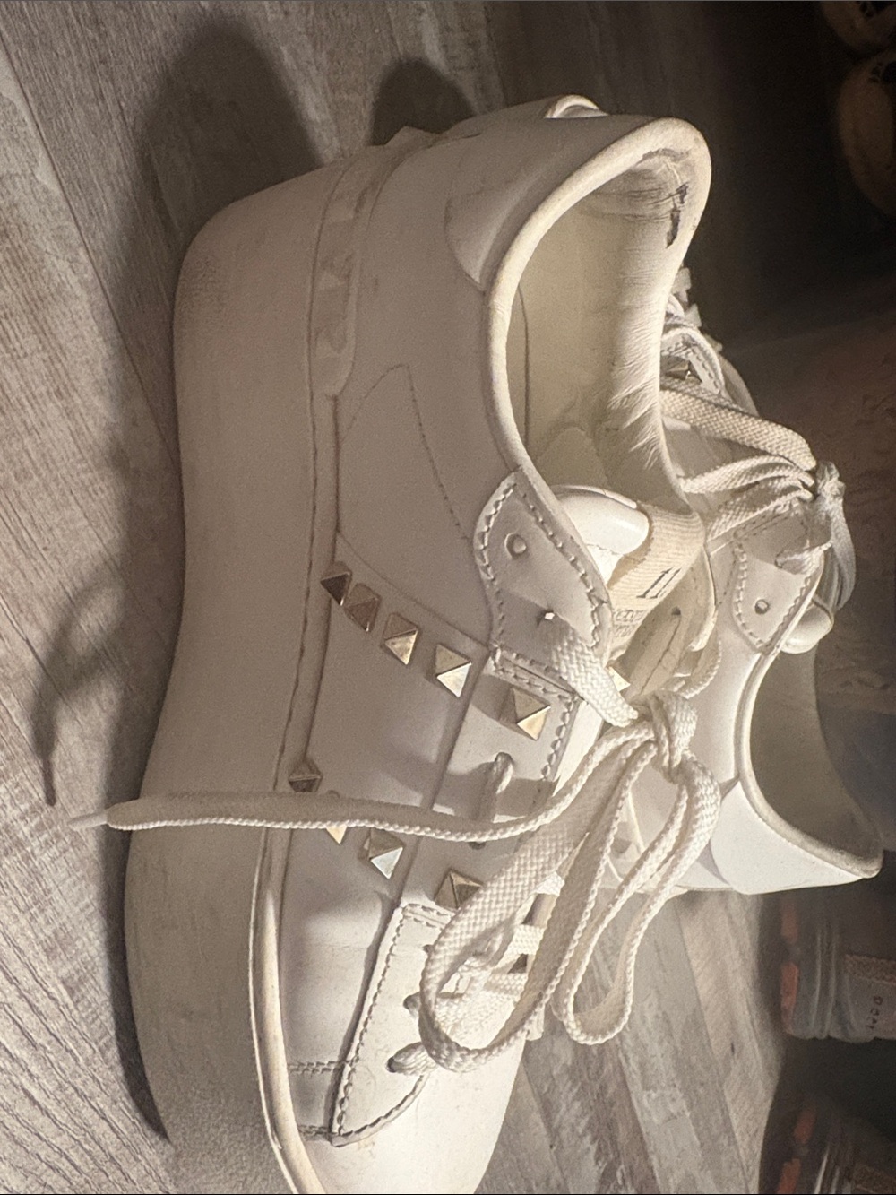 Valentino Garavani White Platform Studded Sneakers - Picture 5 of 5